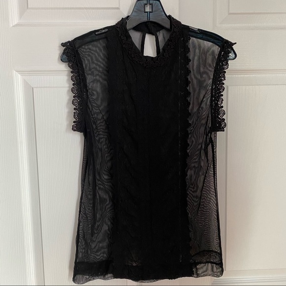 ROMANTIC MESH LACE AND EMBROIDERED TOP BY ZARA - Picture 2 of 9